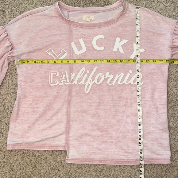 LUCKY🍀BRAND Pink TOP Women’s Medium “LUCKY CALIFORNIA” Lightweight Sweatshirt💗 - Picture 8 of 9
